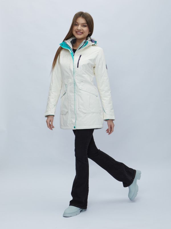 White hooded parka for women 551996Bl